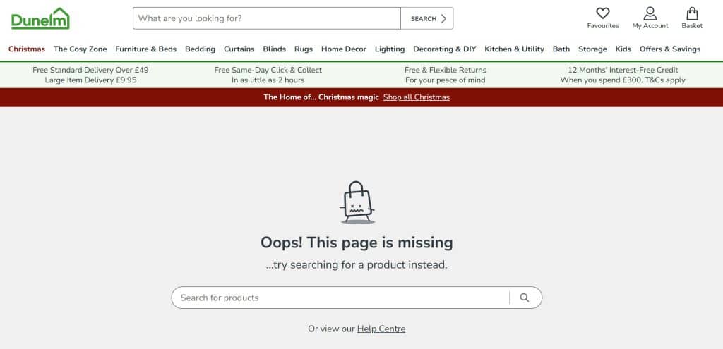 Dunelm 404 page