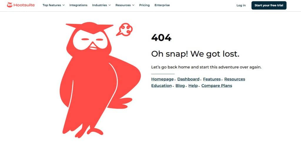 Hootsuite 404 page