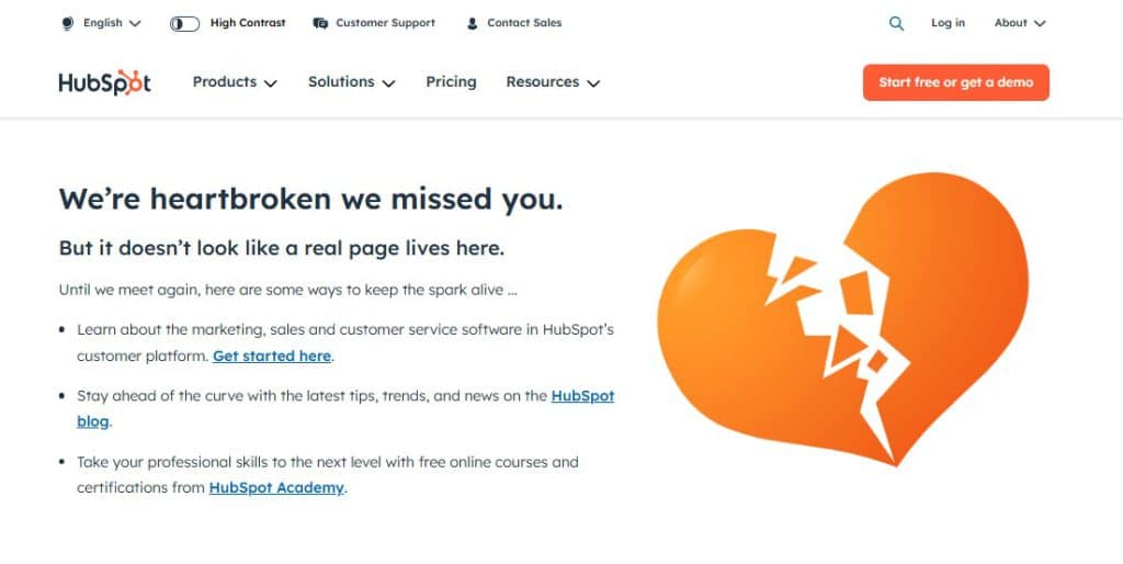 HubSpot 404 page