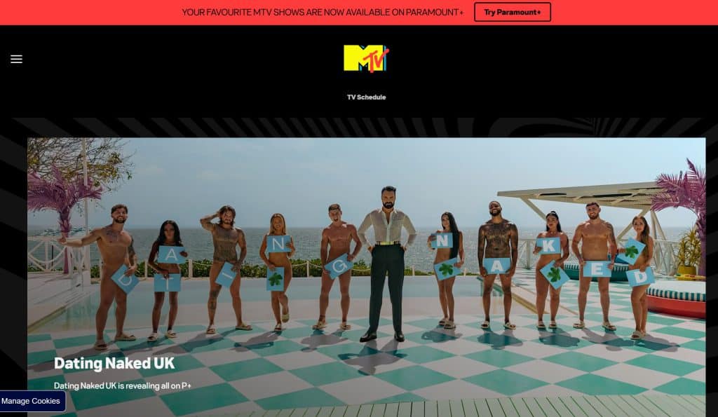 MTV homepage