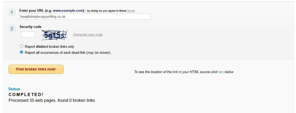 Broken link checker saying there are no broken links on my site