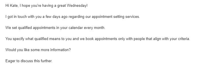 Email one from company that didn't listen