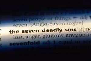 The seven deadly sins in a dictionary