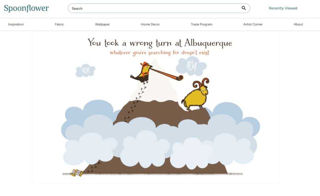 Spoonflower 404 page