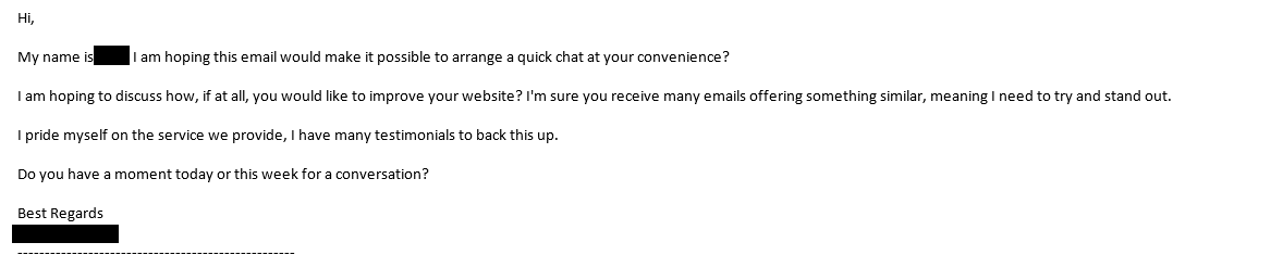 An example of a very bland email