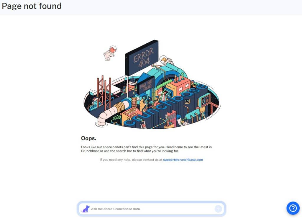 Crunchbase 404 page