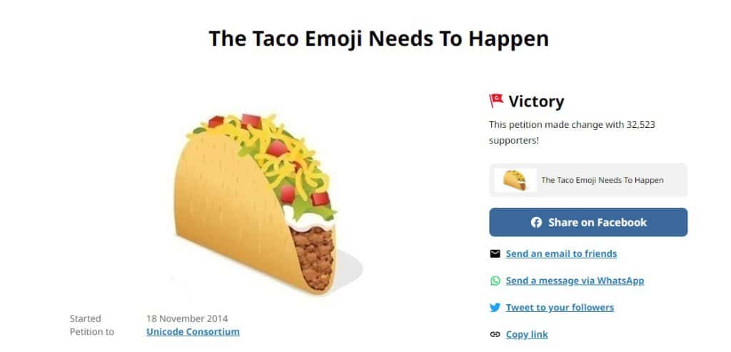 Taco petition on change.org