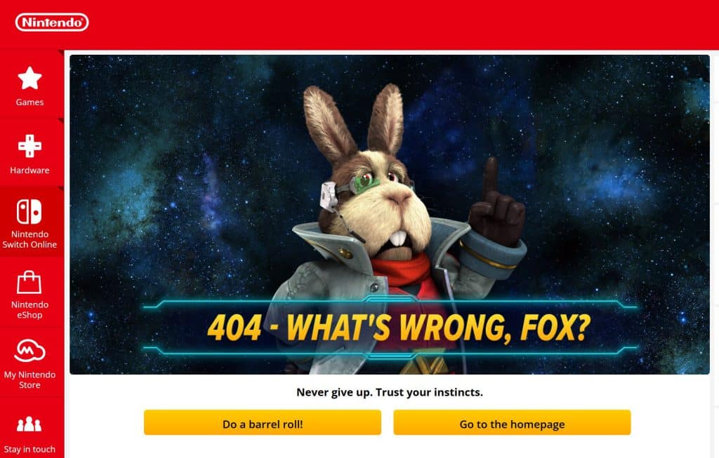 Nintendo 404 page