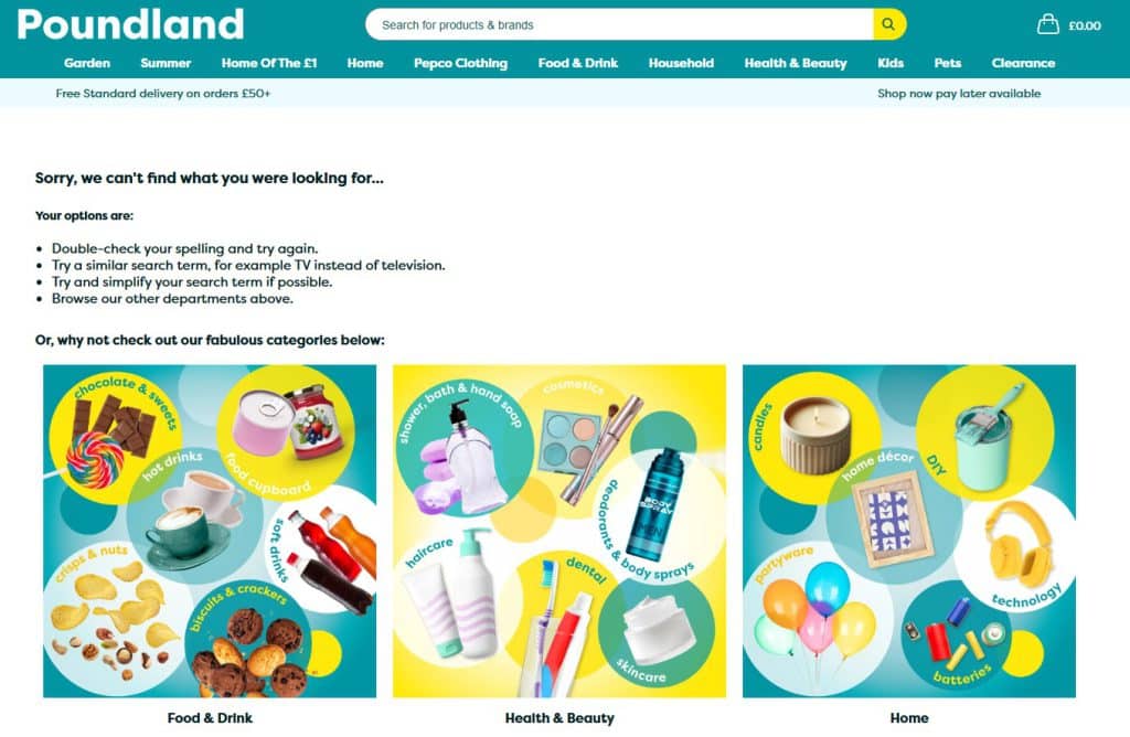 Poundland 404 page