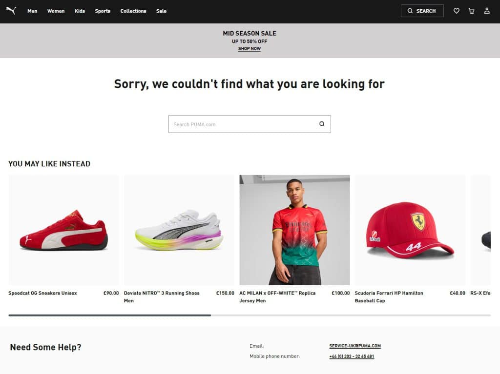 Puma 404 page