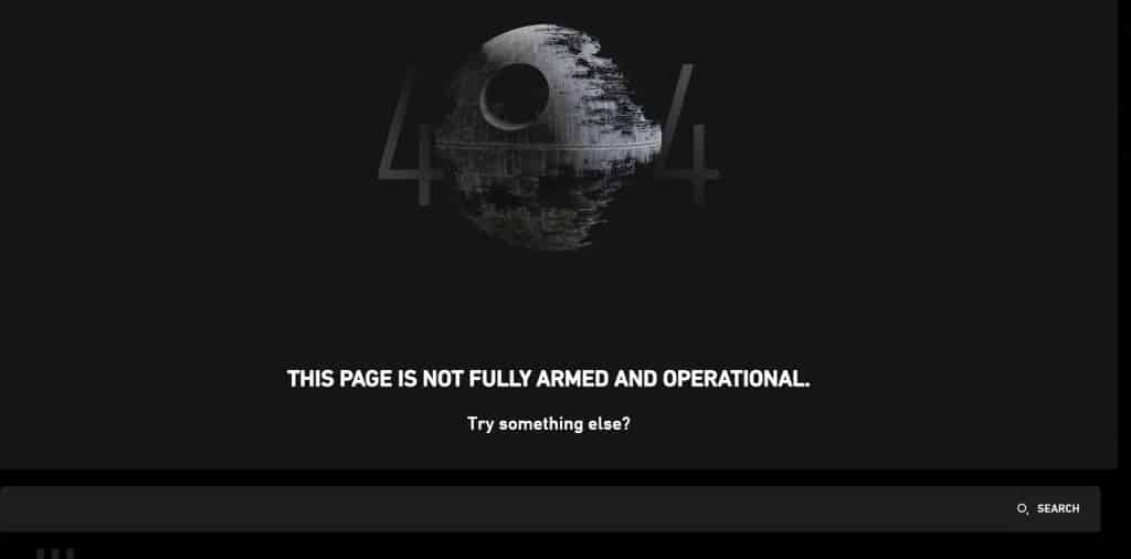 Star Wars 404 page