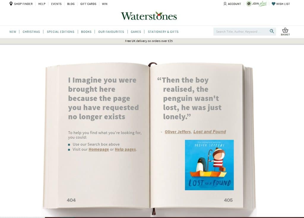 Waterstones 404 page