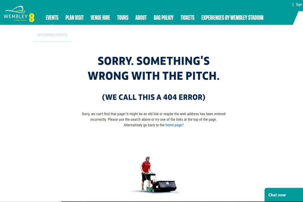 Wembley 404 page